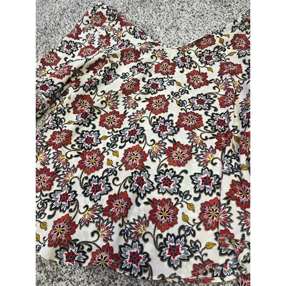 🌟3 for $35🌟 Rose & Olive Boho Peasant Tie Back Blouse, Long Sleeve L, Red/White - Picture 3 of 8